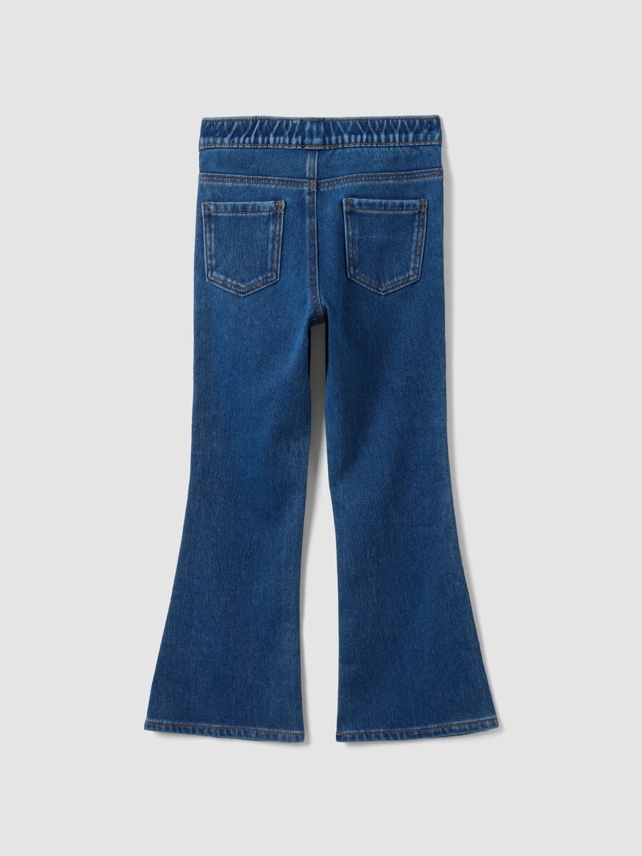Jeggings blu flare fit in cotone elasticizzato per bambina_1