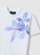 T-shirt in puro cotone bianco regular fit con stampa floreale_5