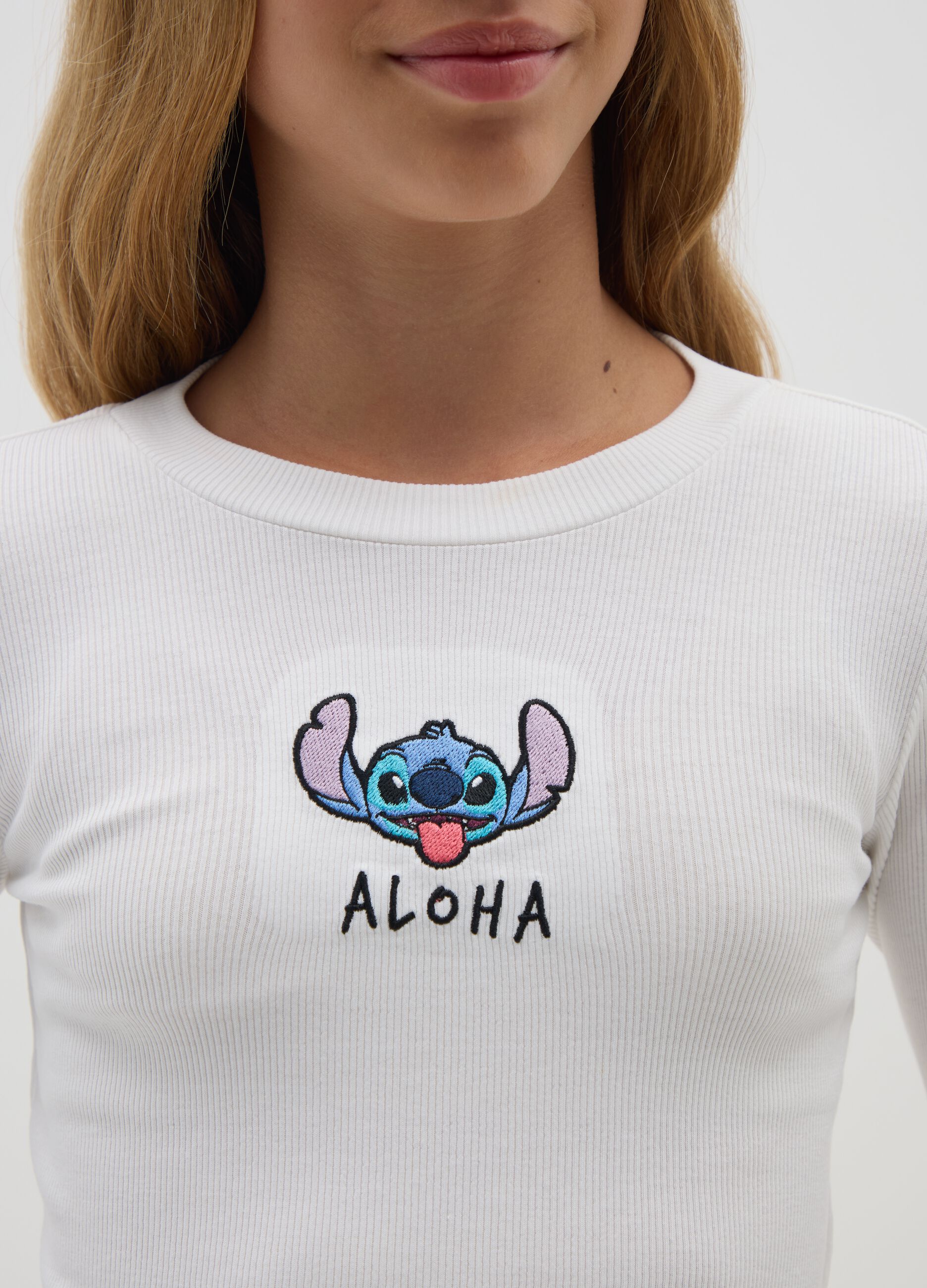 White stretch cotton girl's T-shirt
