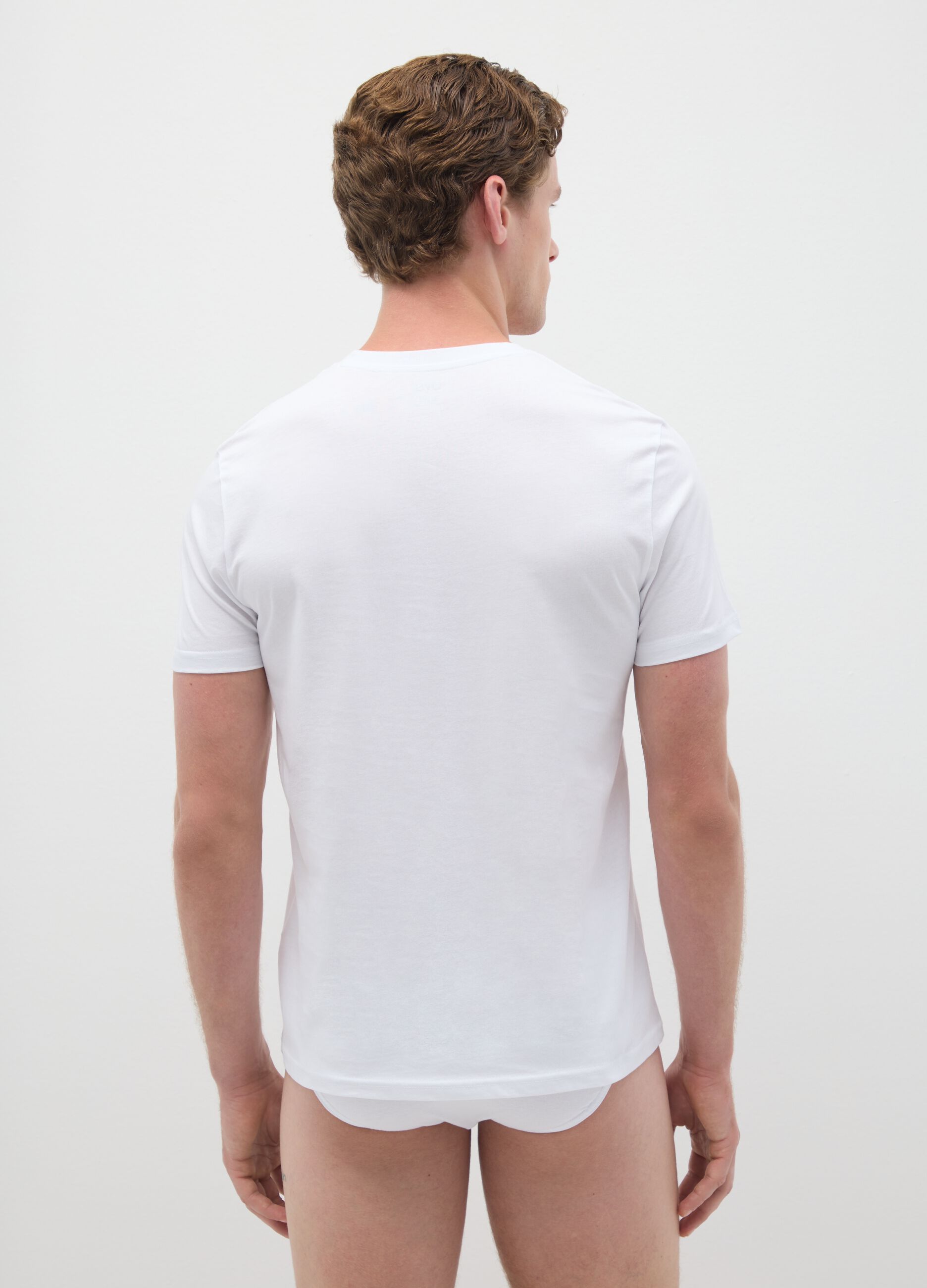 Men's pure cotton white T-shirt