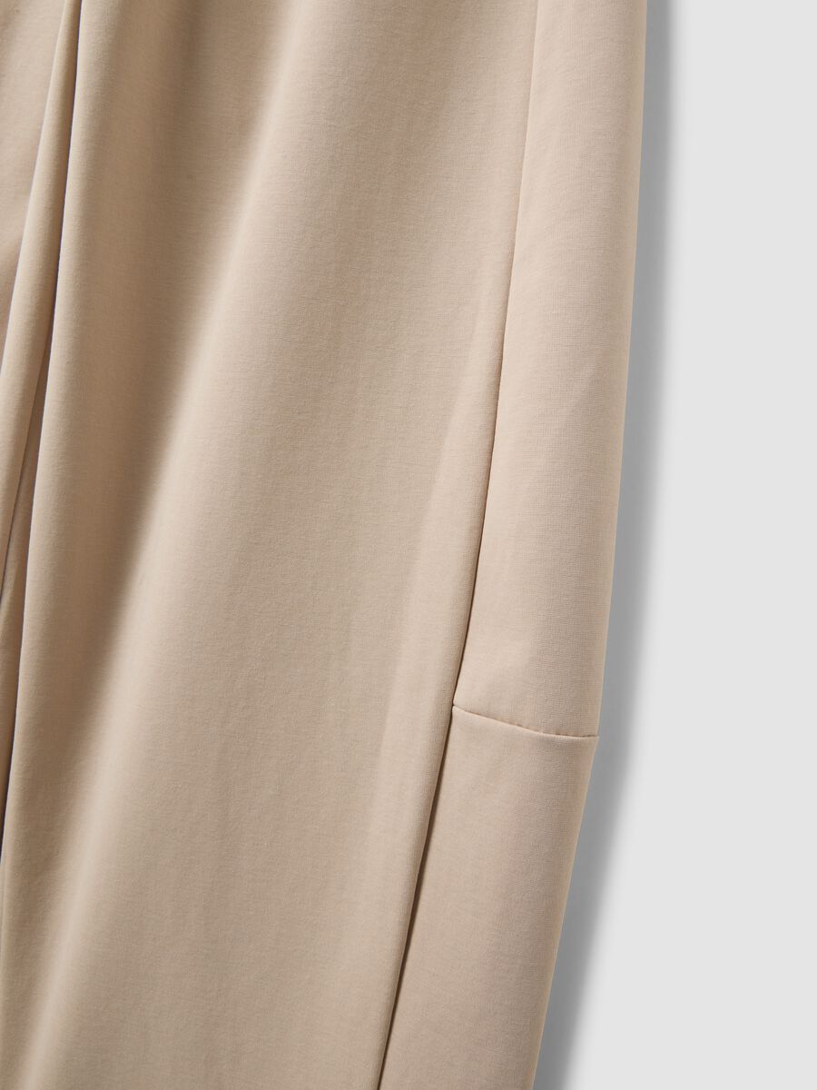 Beige wide-leg trousers in stretch cotton_5