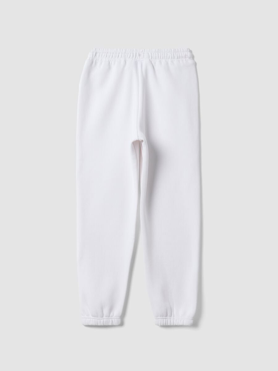 White cotton-blend girls&rsquo; joggers, regular fit_4