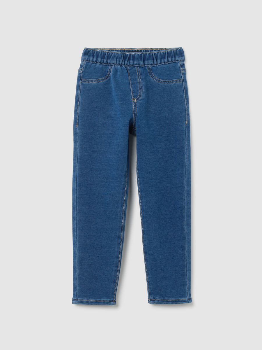 Jeggings da bambina in misto cotone blu skinny_0