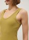 Yellow regular fit stretch cotton tank top_3