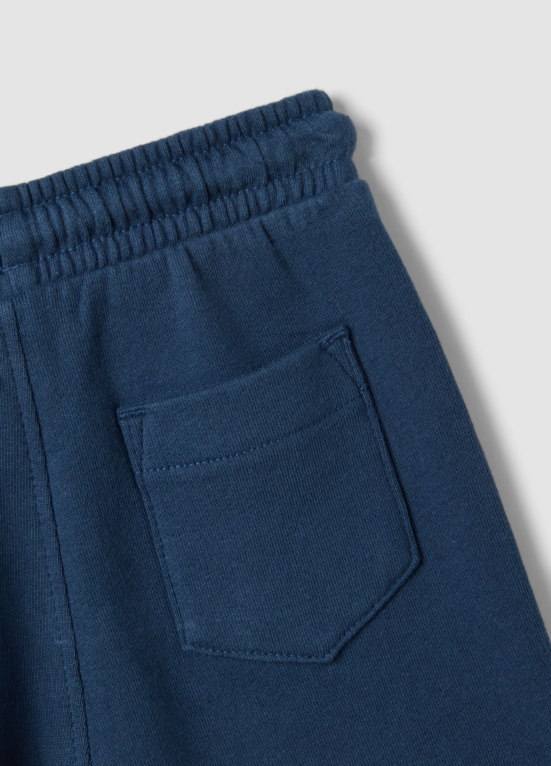Blue organic cotton jogger trousers with drawstring for boys
