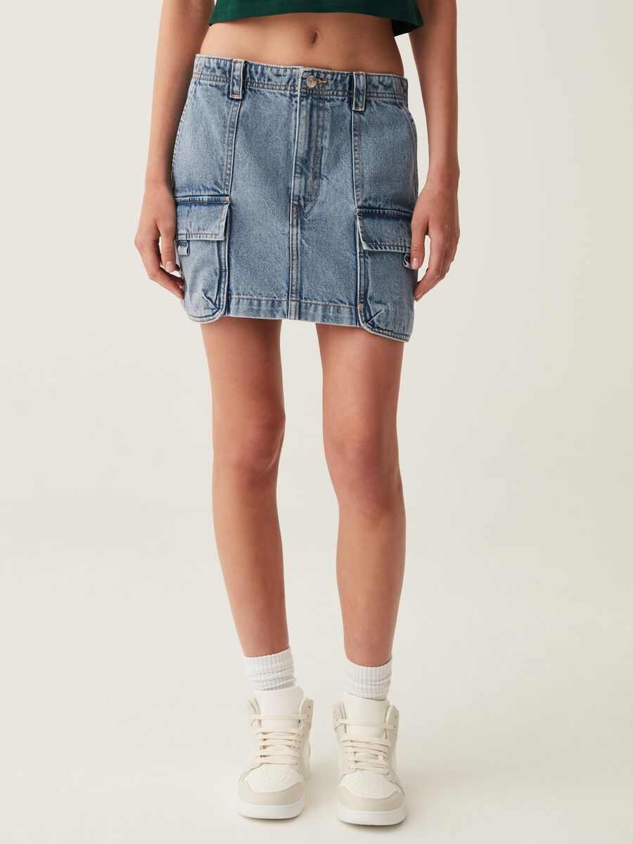 Minigonna cargo in denim_1
