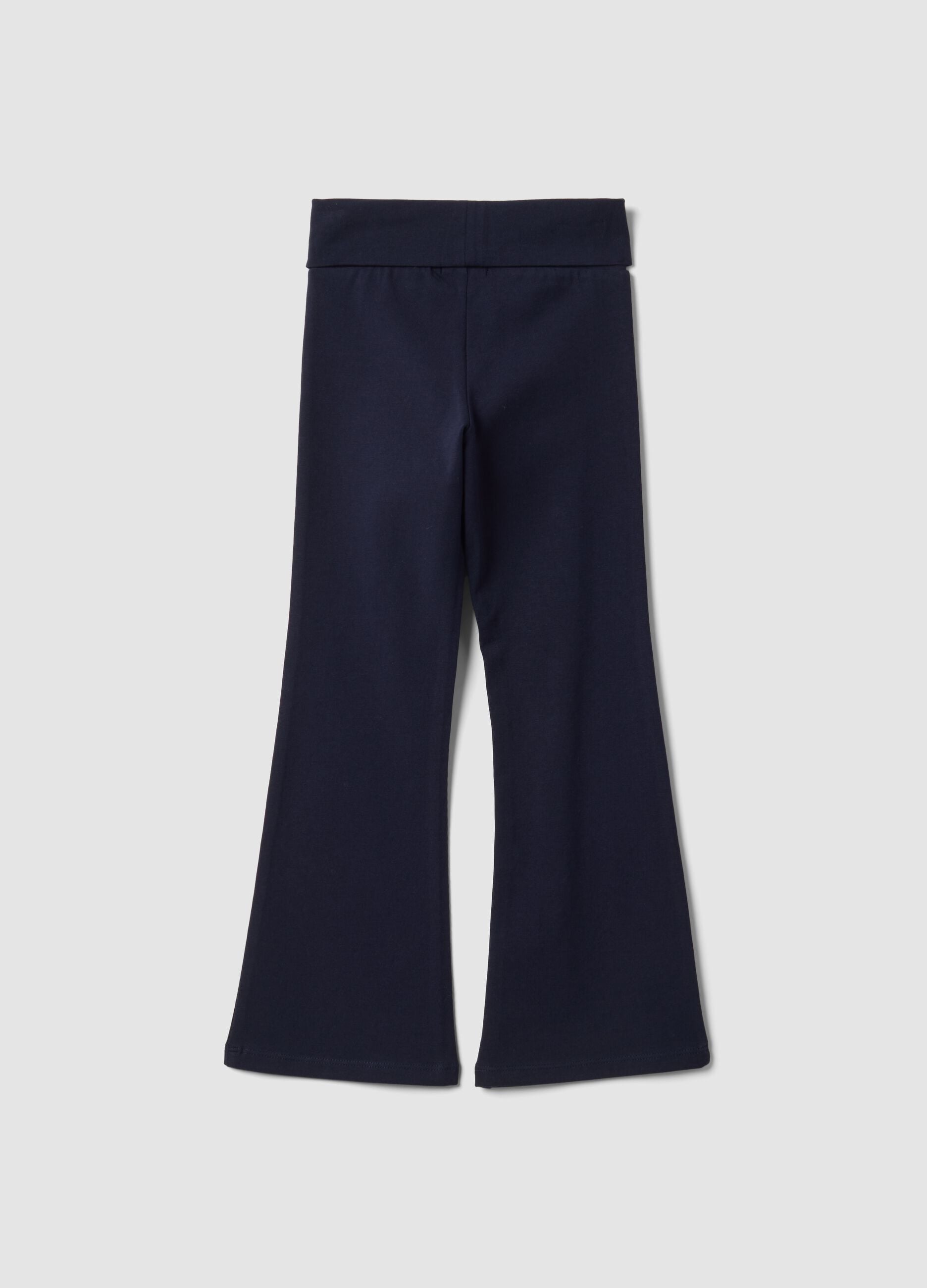 Girls' blue flared leggings in stretchy organic cotton