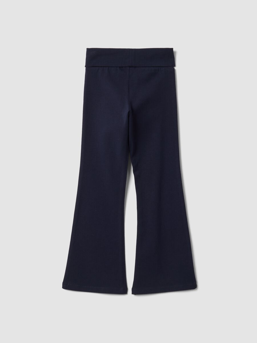 Leggings blu flare in cotone organico elasticizzato per bambina_1