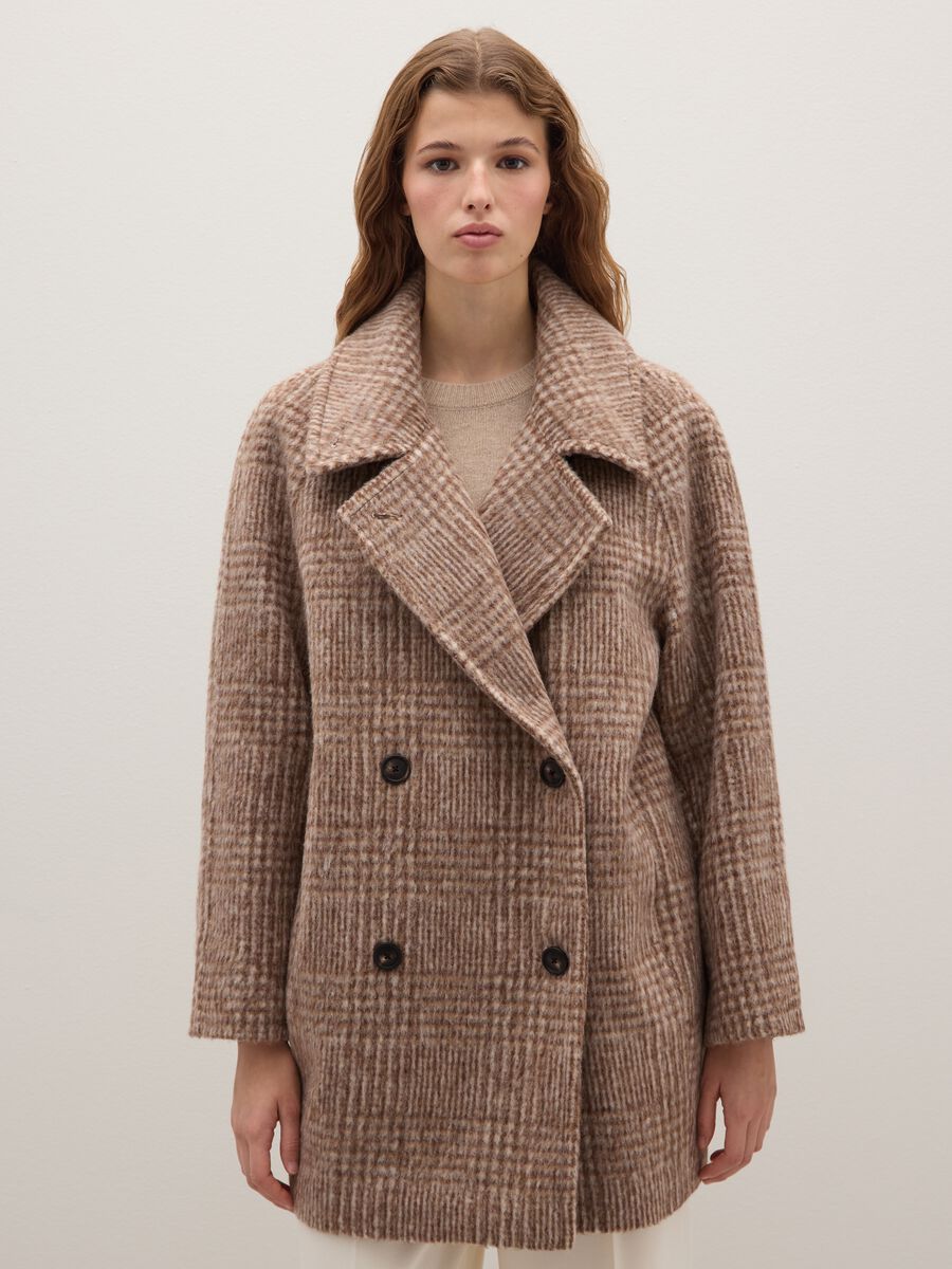 Multicolour Checked Oversized Coat with Buttons_1