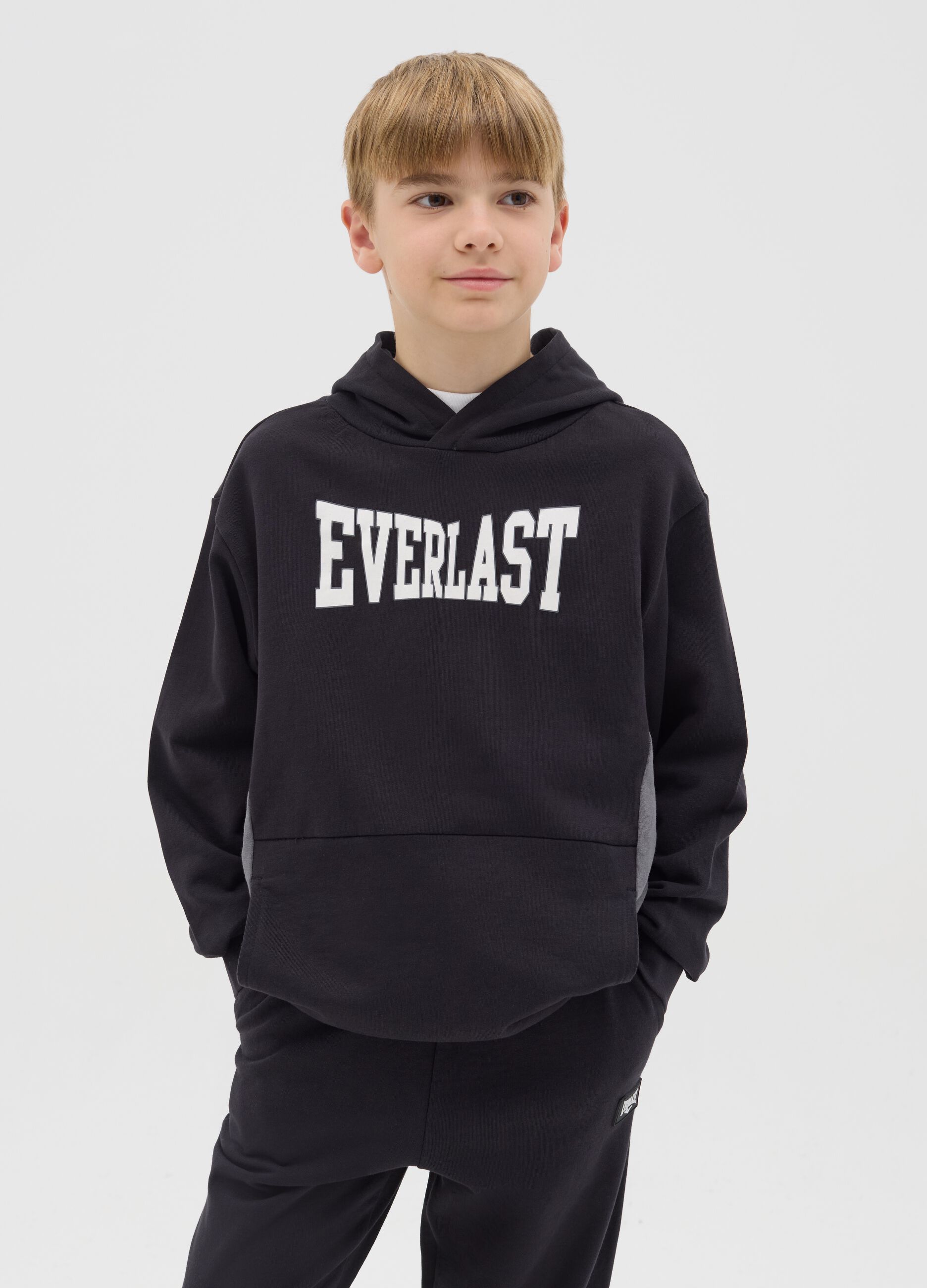 Felpa da ragazzo in puro cotone multicolor regular fit con cappuccio