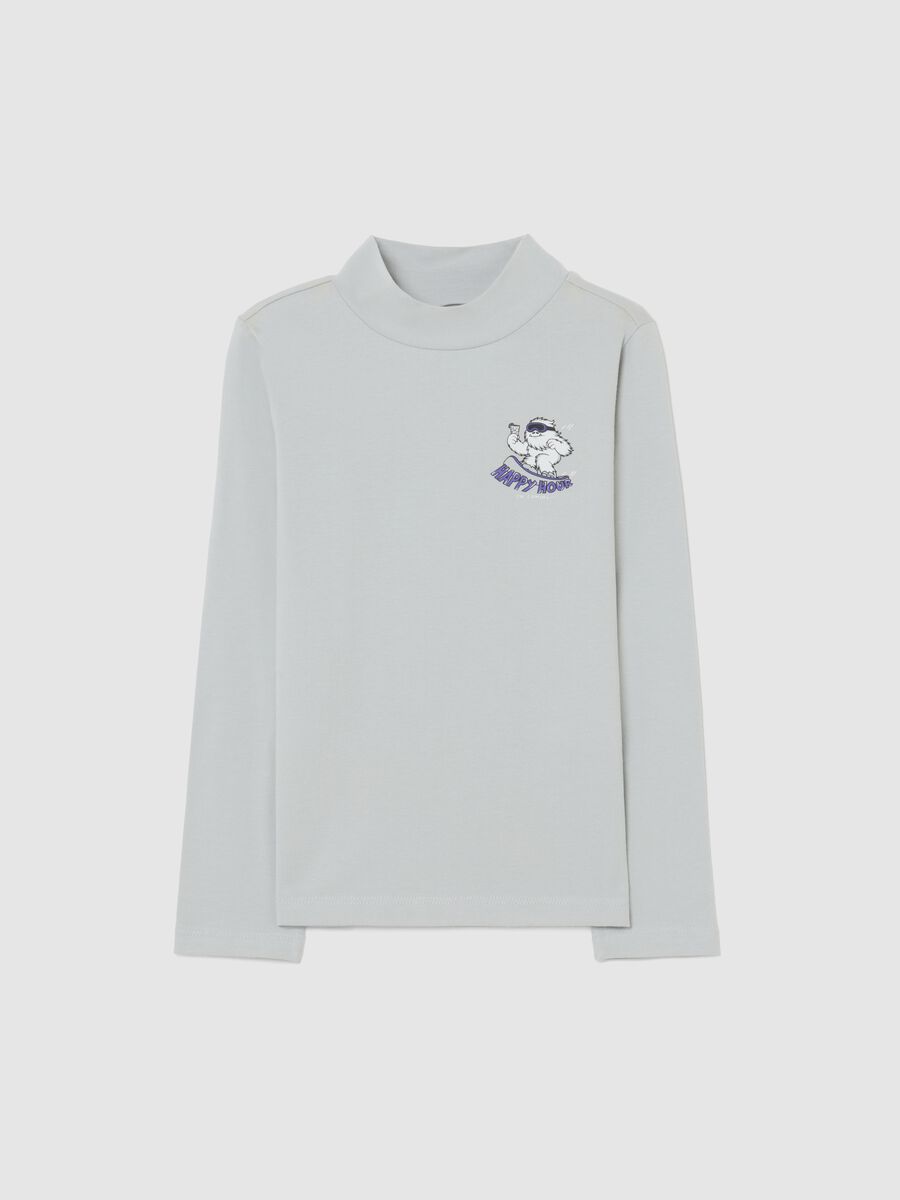 Children's grey turtleneck shirt in regular fit cotton blend_0