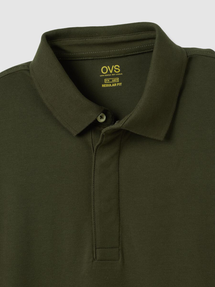 Polo in cotone elasticizzato verde regular fit_5