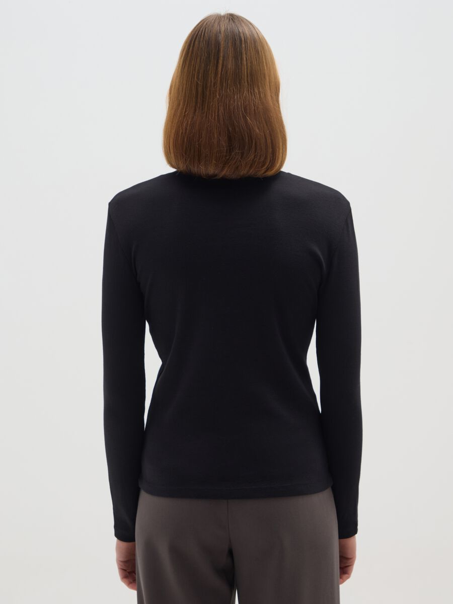 Black Cotton Blend Regular Fit Turtleneck_2