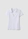 White stretch cotton polo shirt with open V-neck, regular fit_4