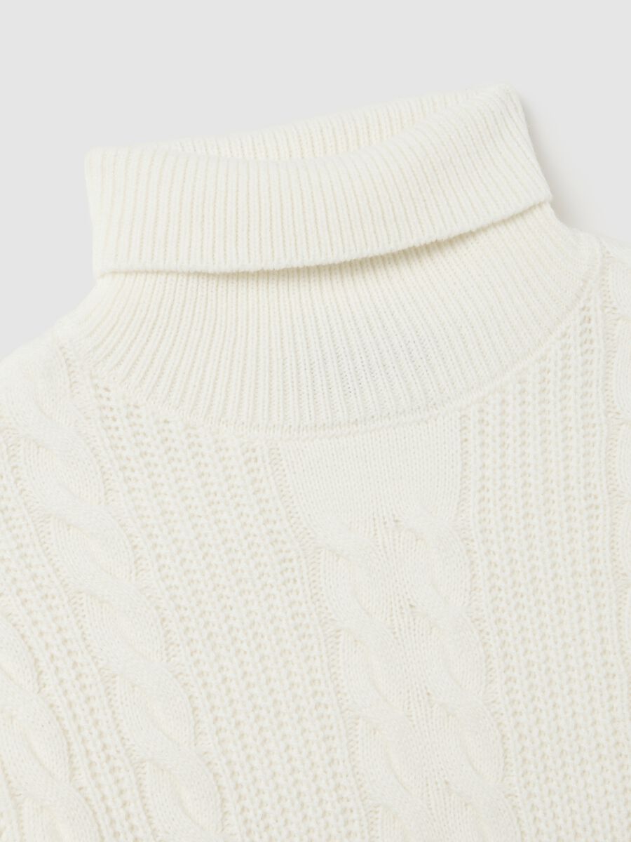 White turtleneck jumper regular fit with jacquard pattern_6