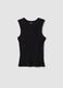 Tank top nero in cotone elasticizzato a costine fitted_0