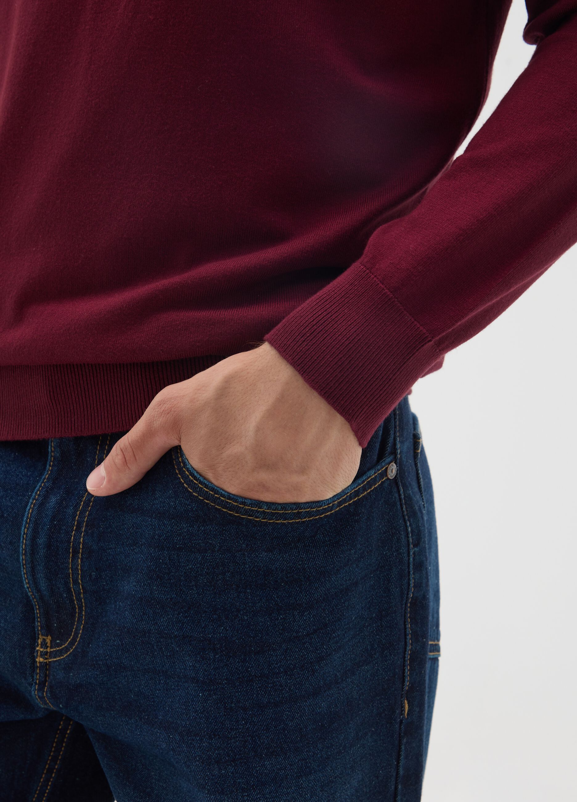 Red viscose blend regular fit jumper