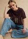 Brown pure cotton regular fit t-shirt with embroidery_0