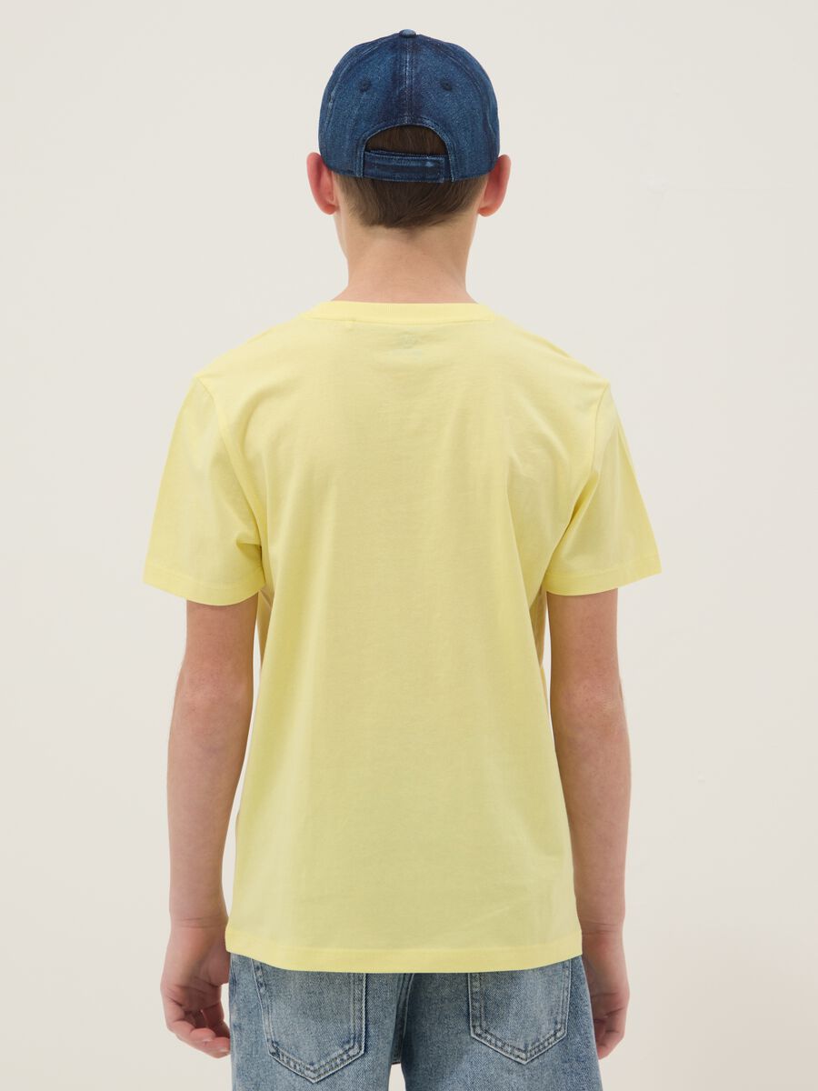 T-shirt in puro cotone gialla da ragazzo regular fit con stampa_1