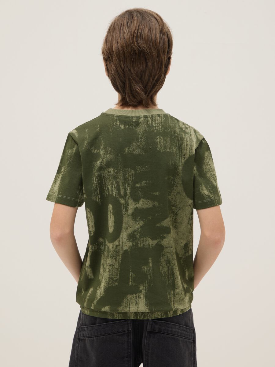 T-shirt in puro cotone verde da ragazzo regular fit con stampe_1