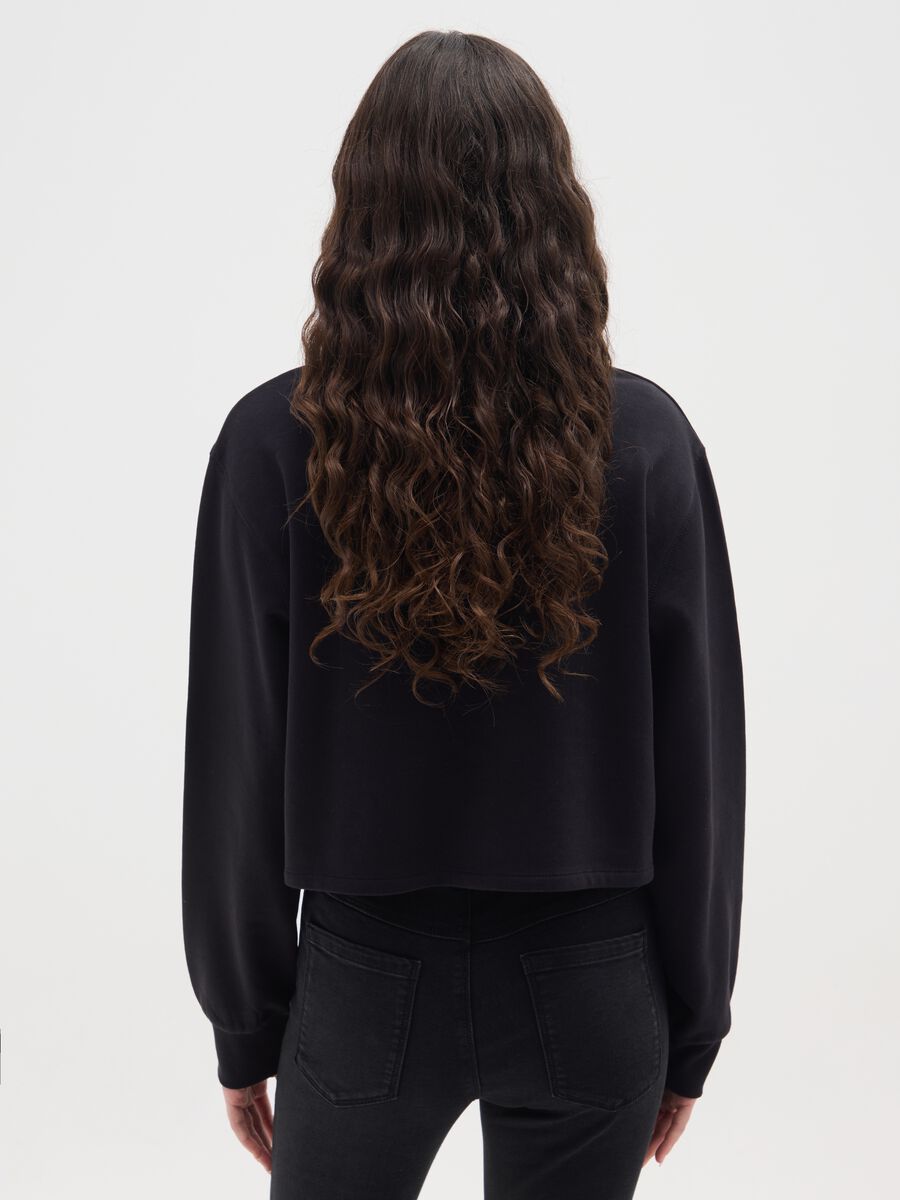 Felpa da ragazza in puro cotone nero regular fit_1