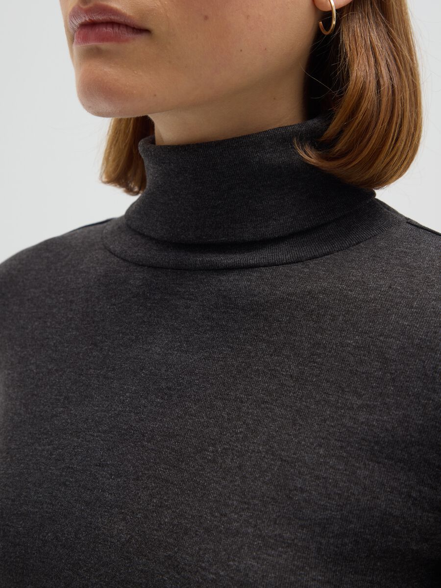 Dolcevita in misto cotone grigia regular fit_3