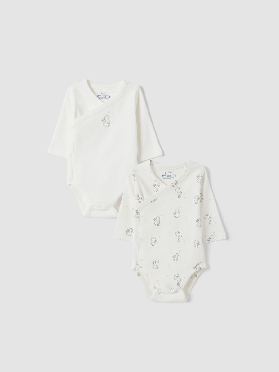 Bipack body girocollo bianco latte e azzurro chiaro in puro cotone organico_0