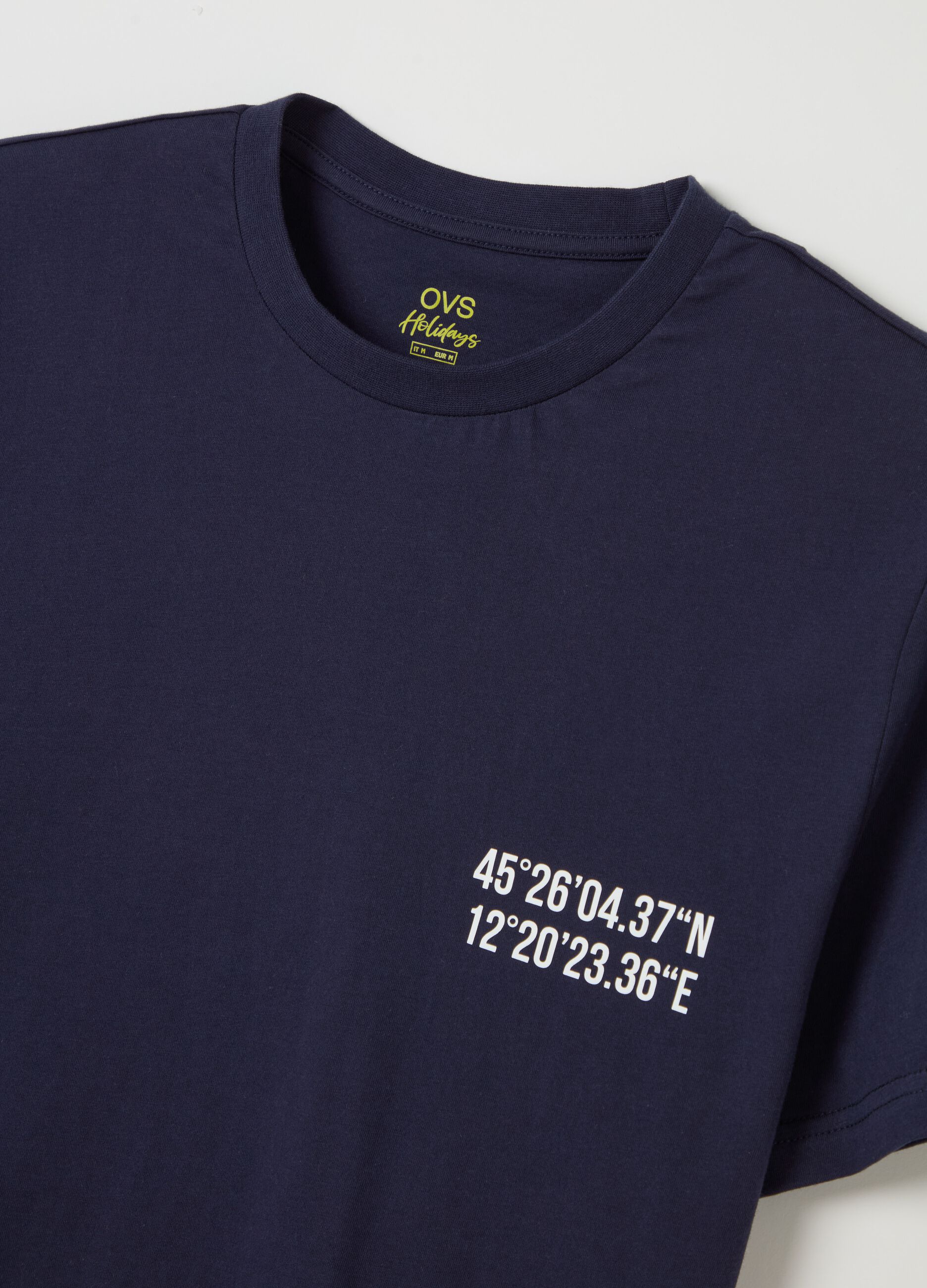 Cotton T-shirt with Basilica di San Marco coordinates print