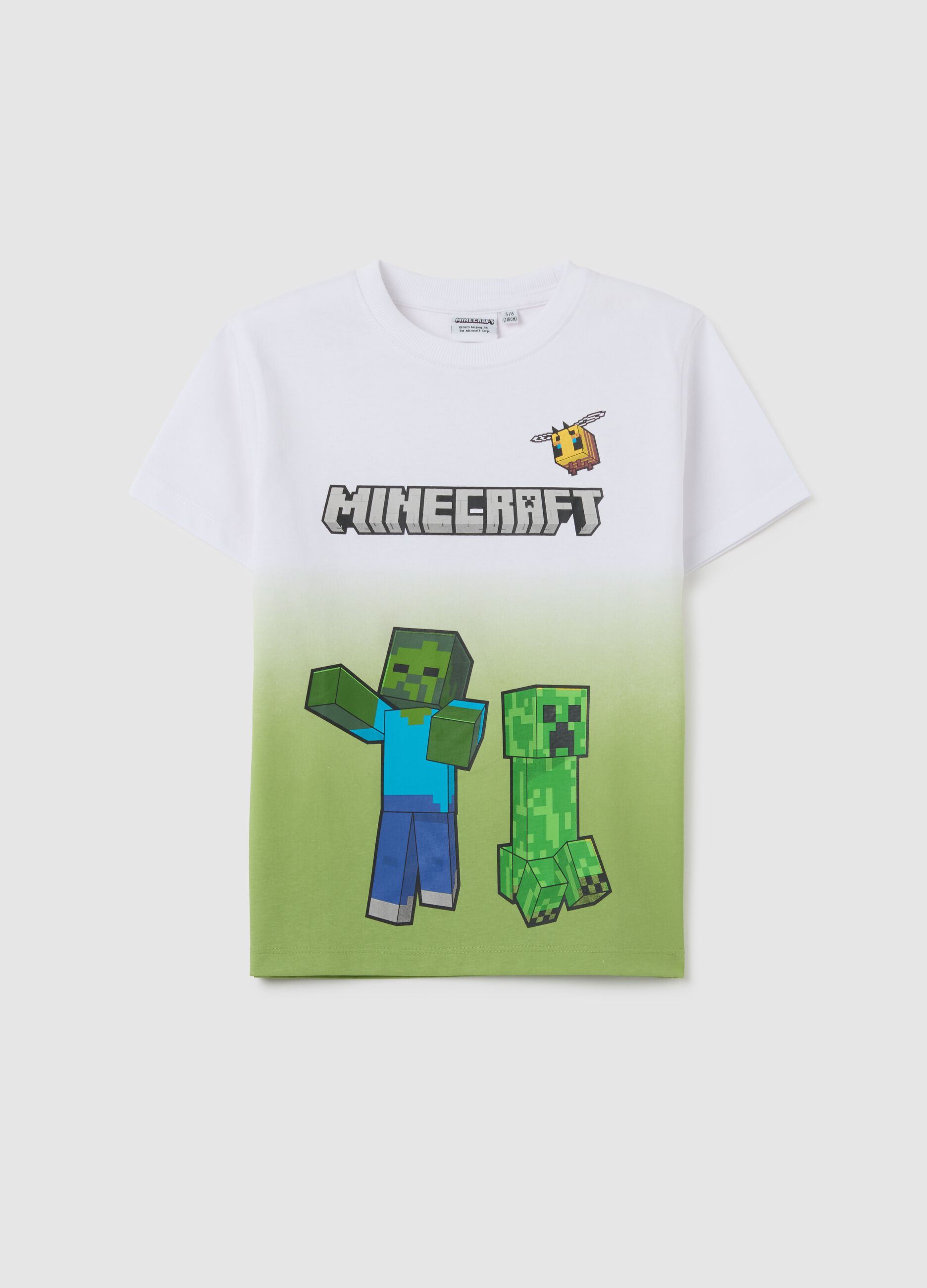 T-shirt da bambino in puro cotone multicolor regular fit con stampa Minecraft