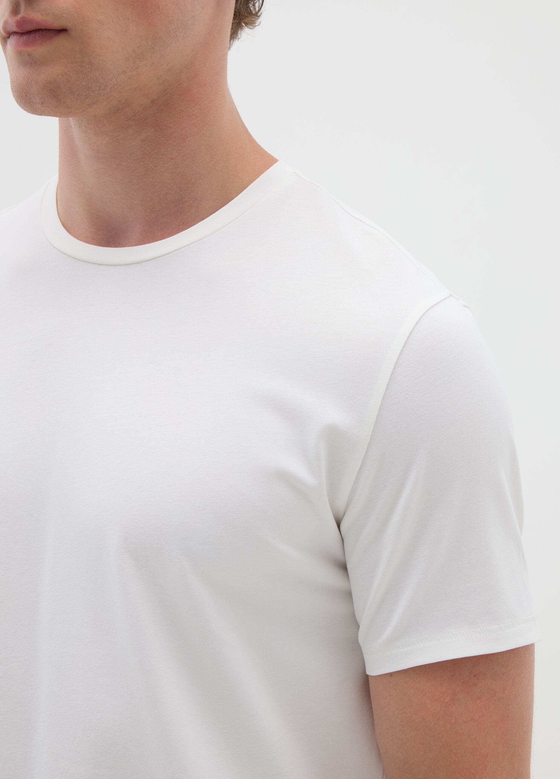 Men's White Stretch Cotton T-Shirt