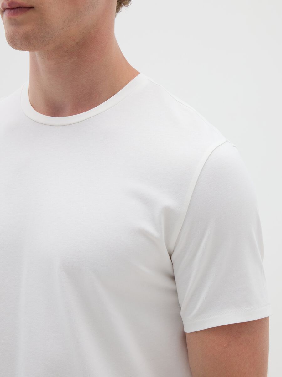Men's White Stretch Cotton T-Shirt_2