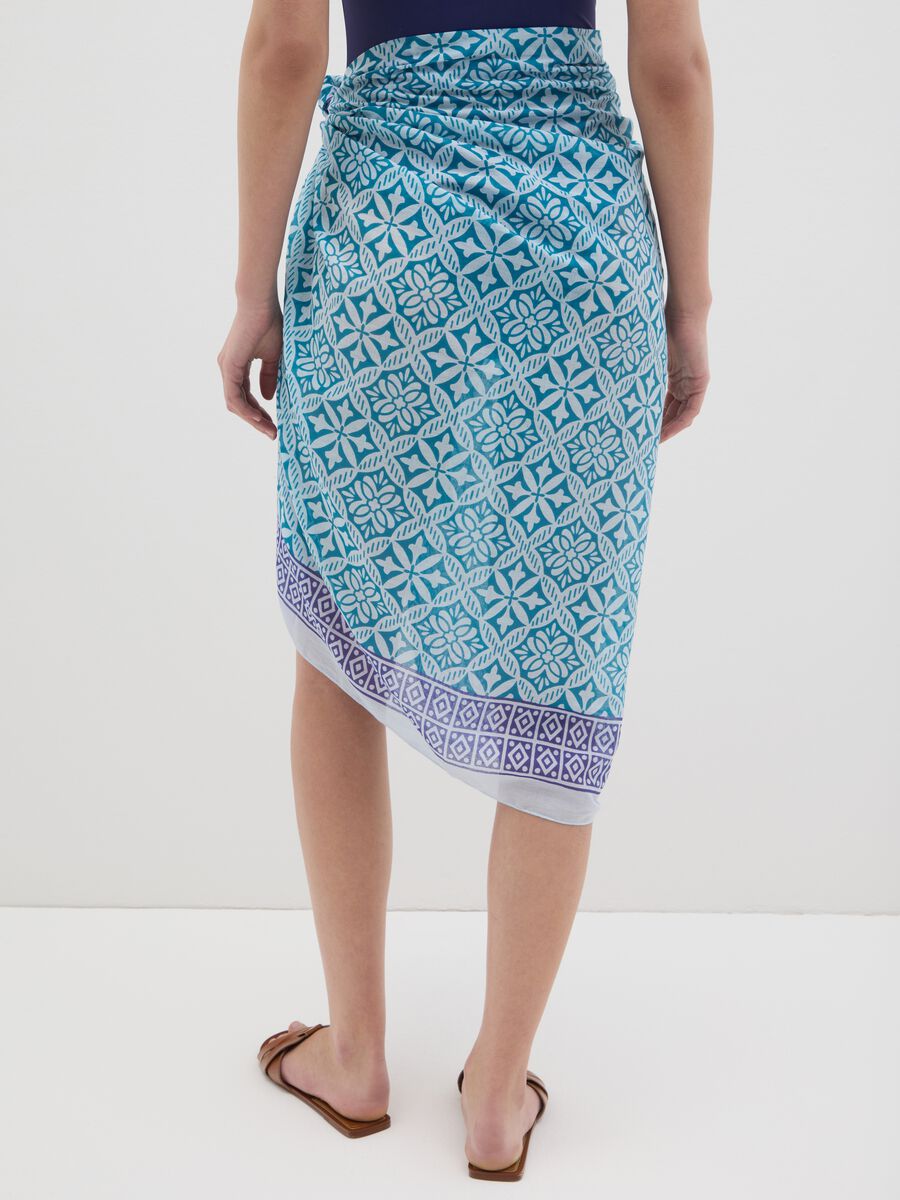 Blue and purple patterned cotton pareo_3