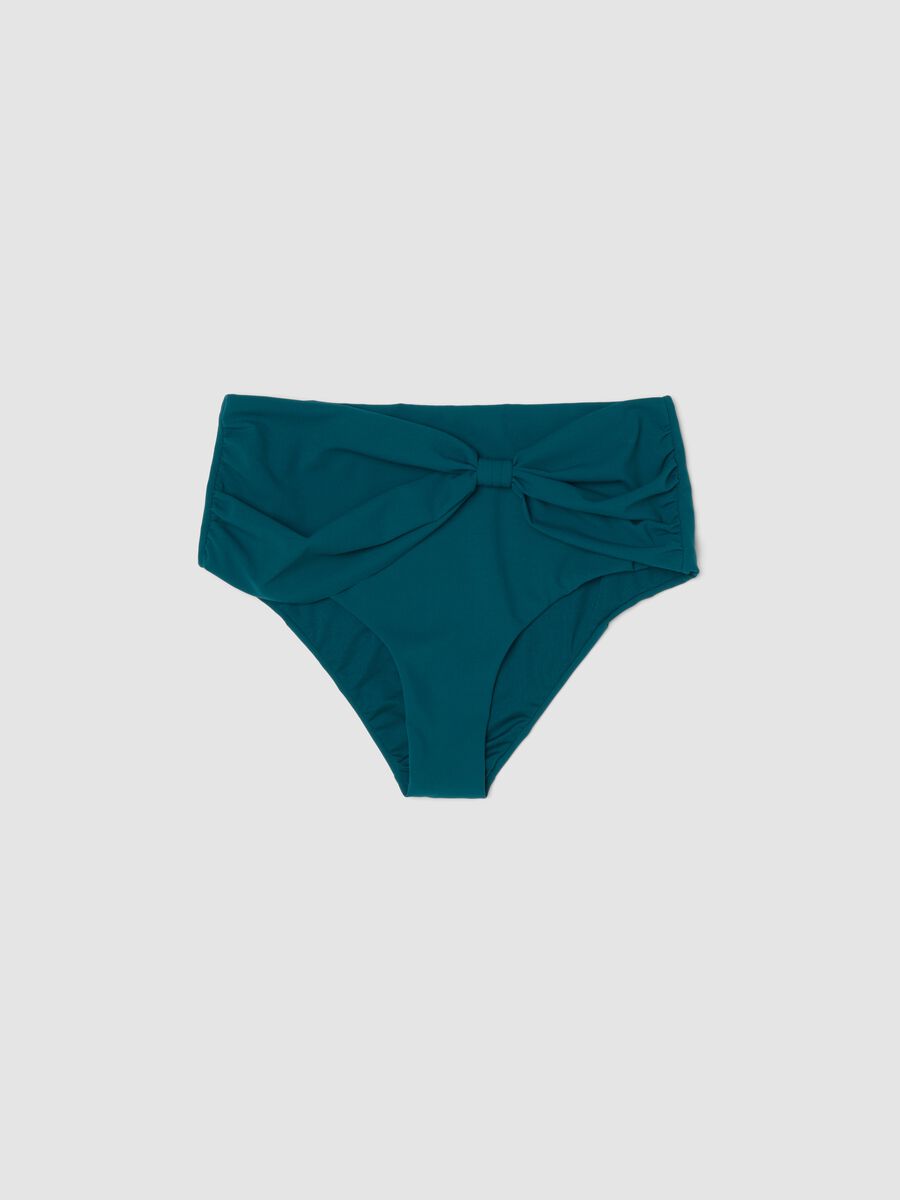 Slip bikini verde con nodo in tessuto elasticizzato effetto shaping_4