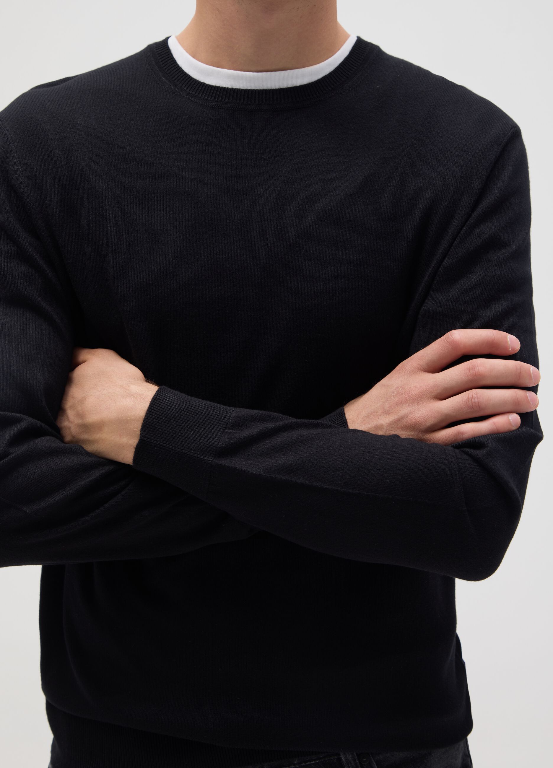 Black viscose blend regular fit jumper