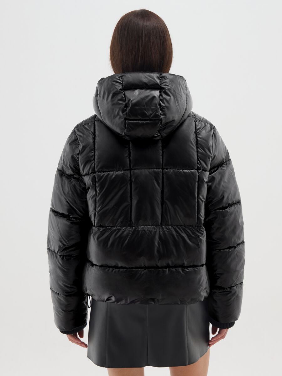 Piumino The Iconic Puffer nero con cappuccio_2