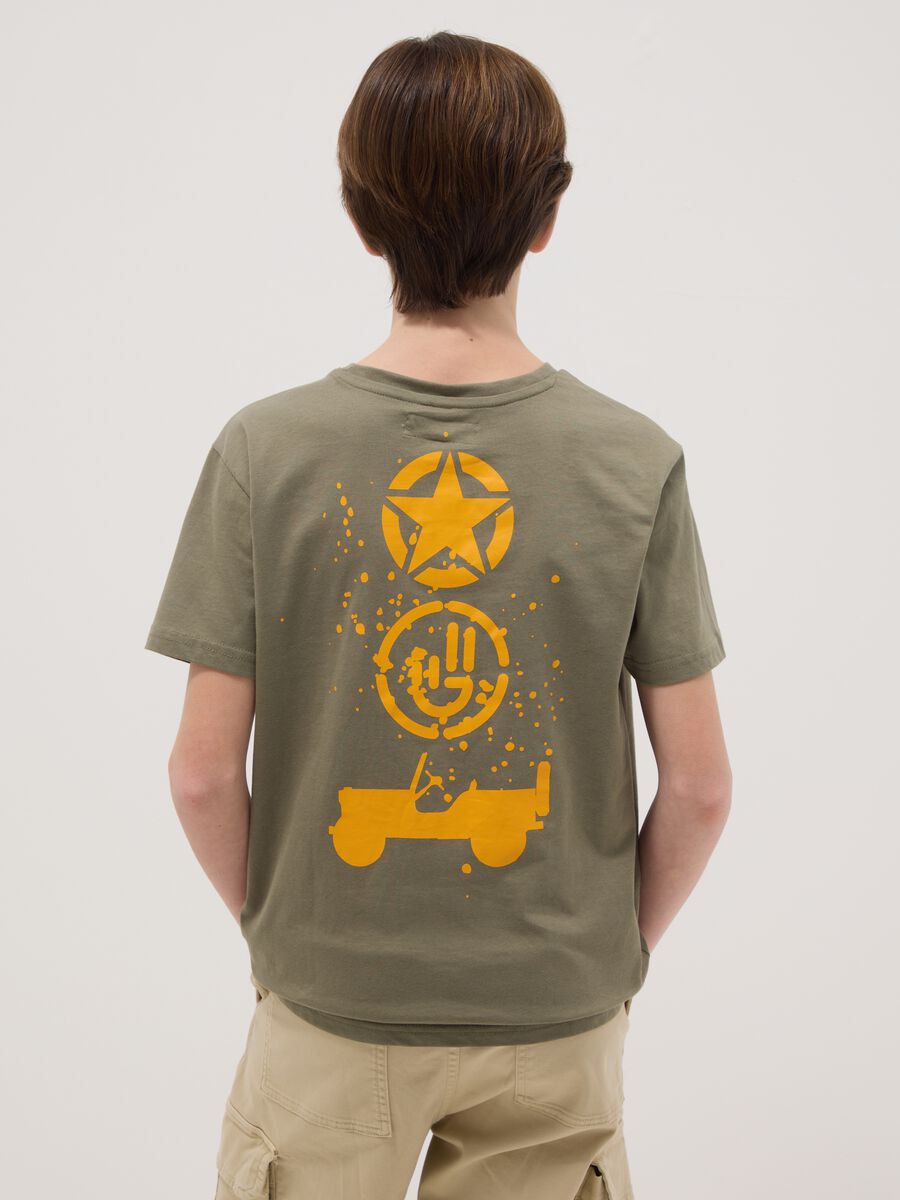 Green pure cotton regular fit children's T-shirt with print_2