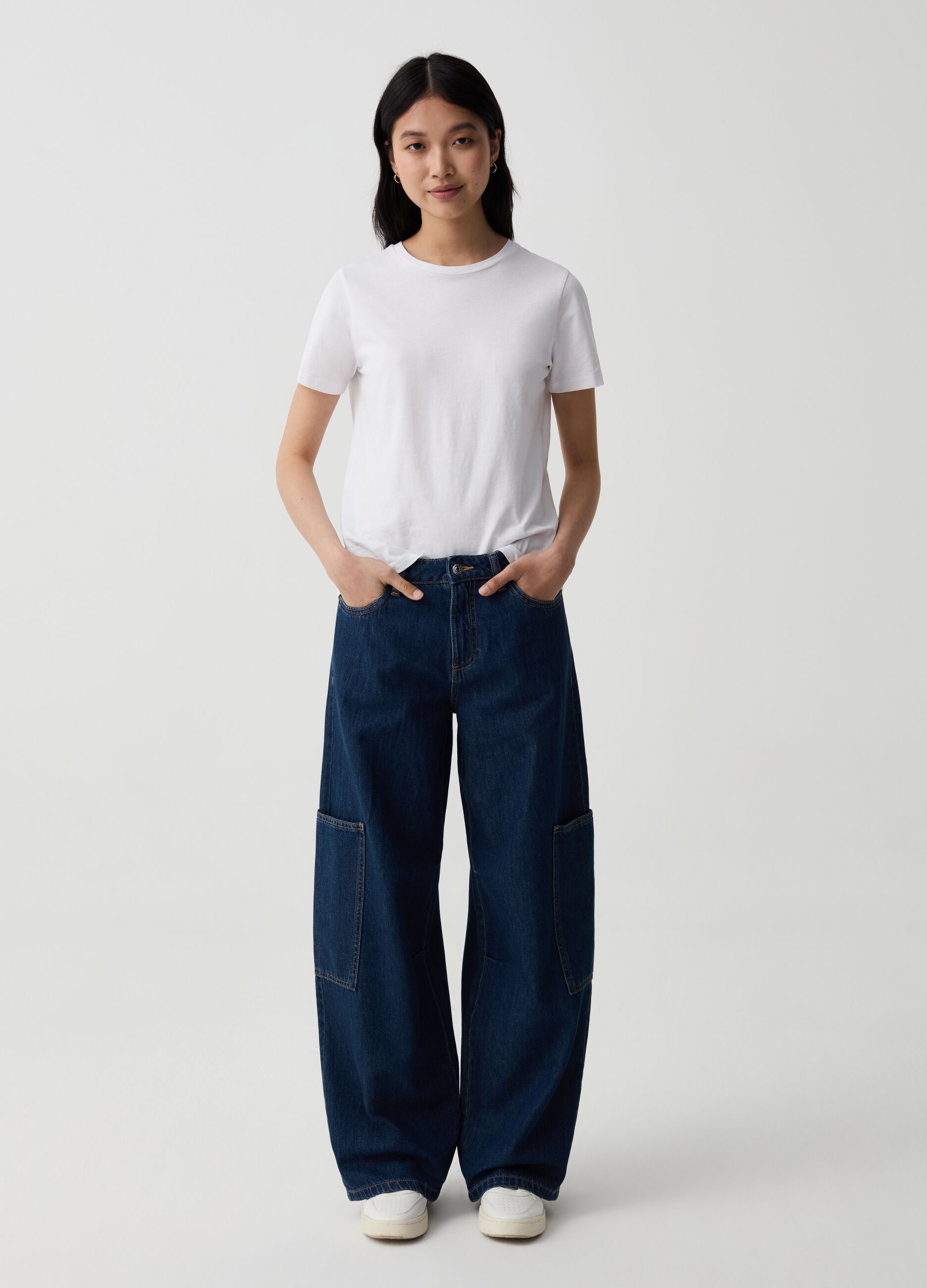 Jeans wide leg utility