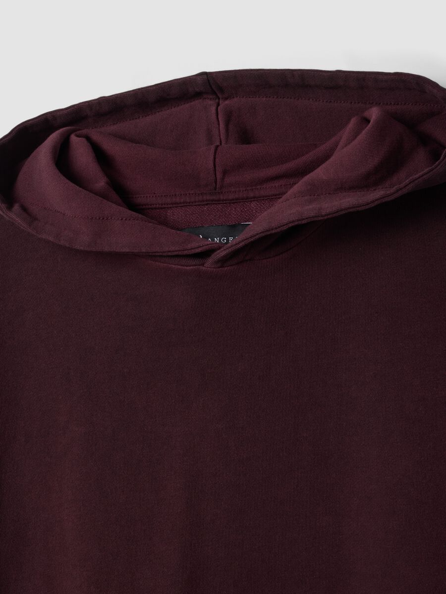 Felpa rossa in puro cotone con cappuccio over fit_5