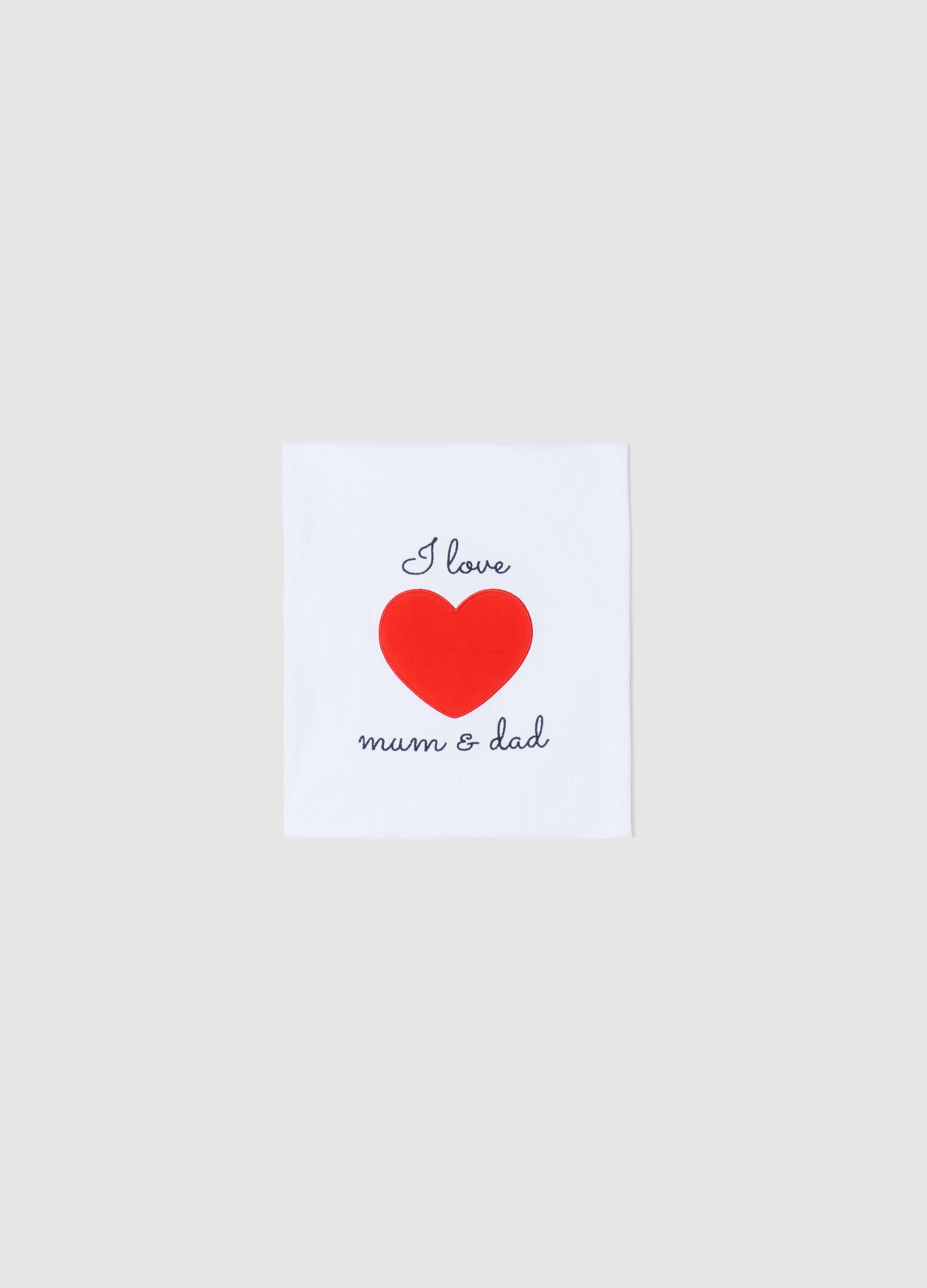 Waffle weave blanket with I Love Mum & Dad