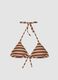 Multicoloured striped triangle bikini top in stretch fabric_0