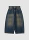 Blue denim balloon-fit pure cotton jeans with star embroidery for girls_0