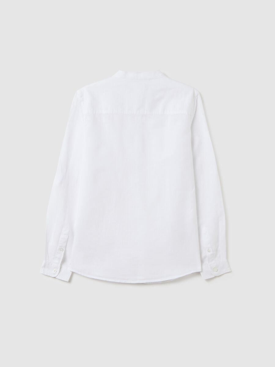 Boy's white linen-cotton blend shirt regular fit with classic collar_4