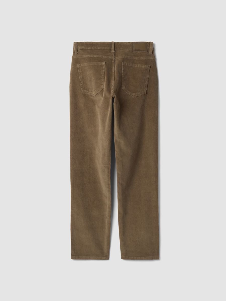Brown regular-fit ribbed stretch cotton trousers_2