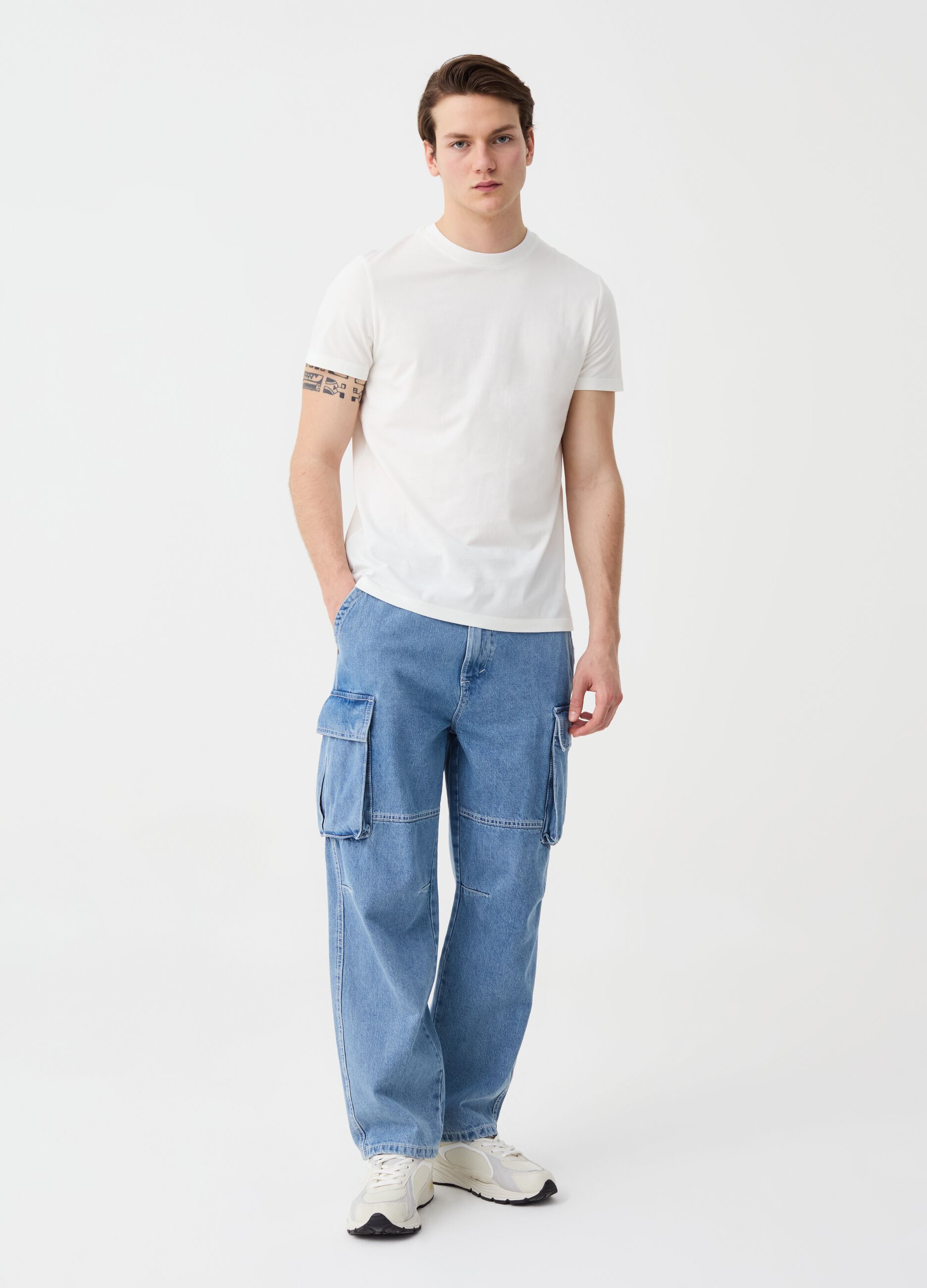 Ovs T-shirt in cotone con scollo rotondo