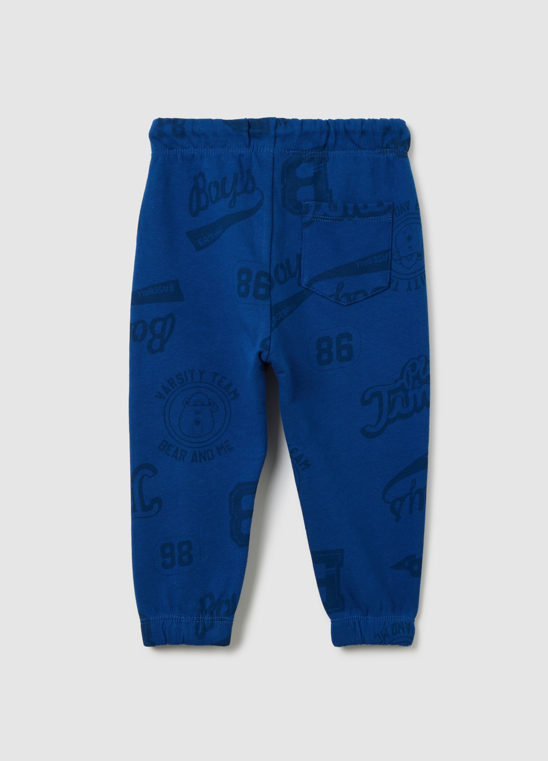 Kids' blue regular fit pure cotton trousers