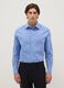 Blue stretch cotton regular fit shirt with classic collar_0