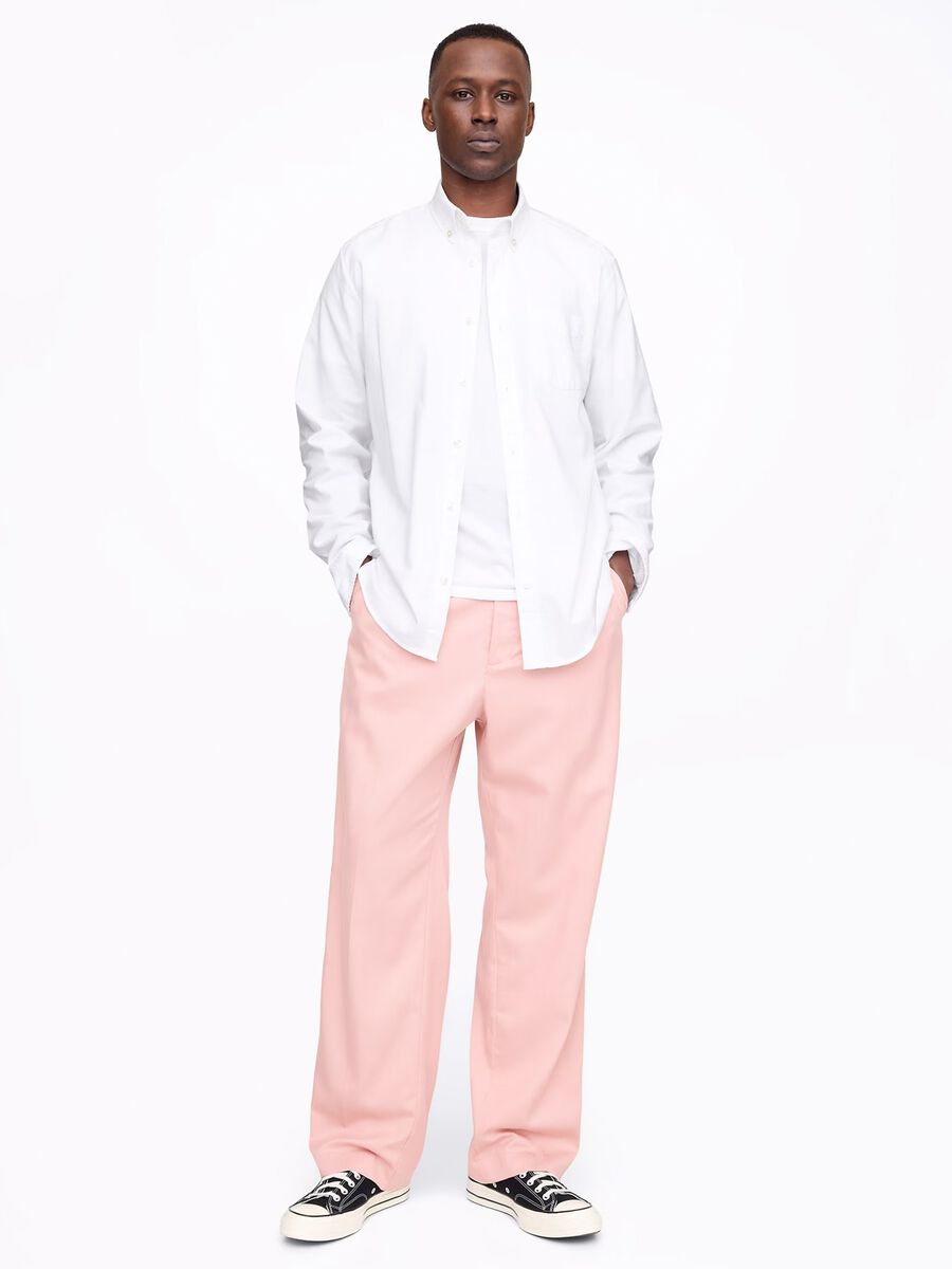 Pink wide-leg trousers in Lyocell and cotton_0