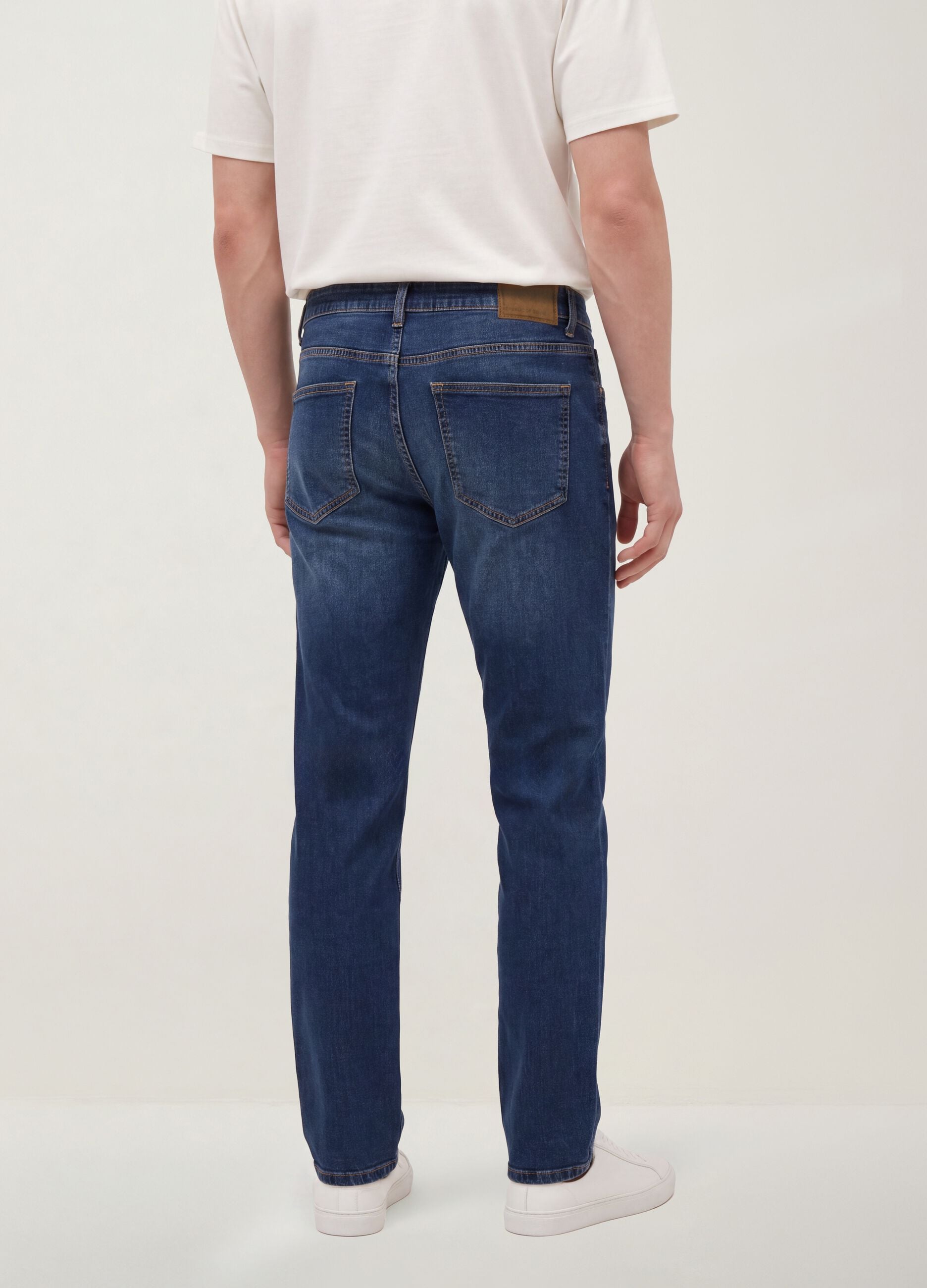 Blue slim-fit stretch cotton jeans