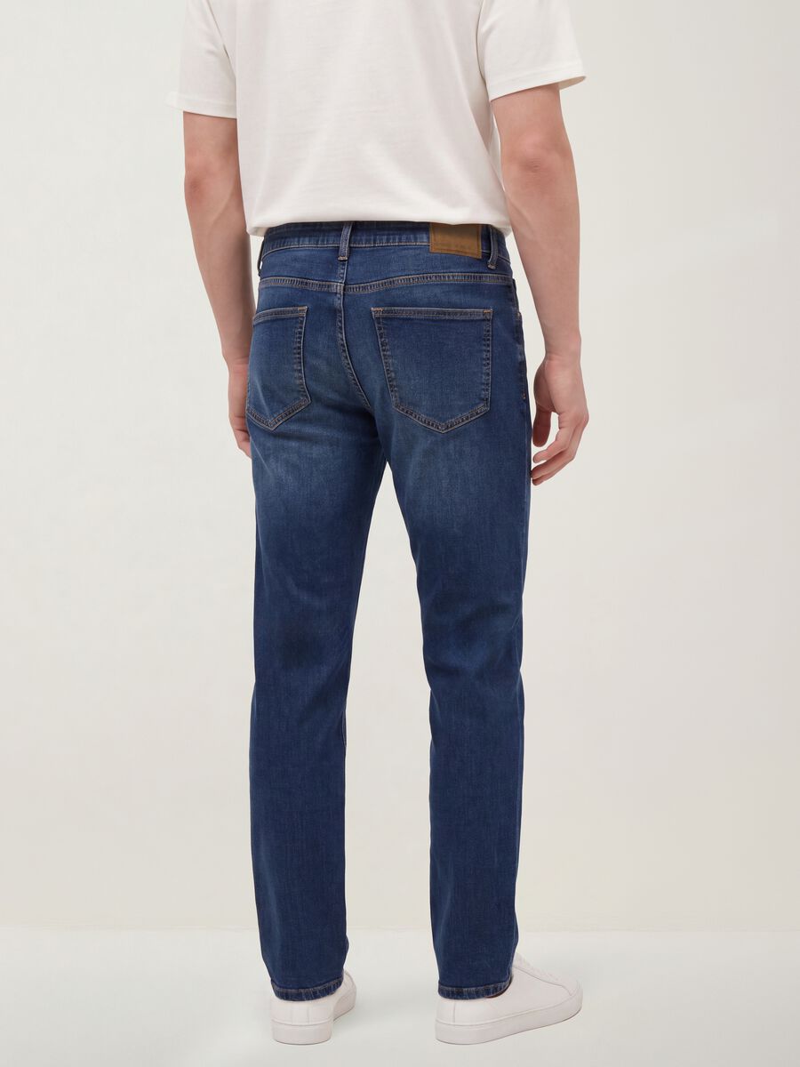 Blue slim-fit stretch cotton jeans_2