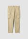 Beige slim-fit stretch cotton cargo trousers_0